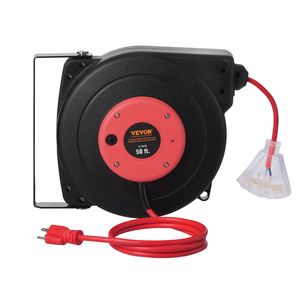 Enrouleur de câble d'alimentation Vevor Nema 50 pieds 14AWG 3C SJTOW avec embout C20, protection IP65, courant nominal 15A, rallonge - Product Image 3