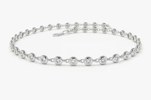2.50 MM Round Cut Moissanite Diamond <b>Bracelet</b>, 18K <b>Gold</b> Plated Bezel Set <b>Bracelet</b> for Christmas Gift - Product Image 2