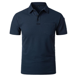 100% algodón transpirable hombres polos simples camisas de golf de manga corta Camisetas casuales al aire libre con cuello camisetas con bolsillo - Product Image 4
