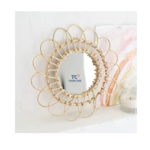 Marco de ratán de espejo con forma floral más vendido para decoración del hogar hecho a mano en Vietnam - Product Image 1