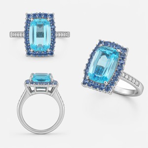 Anello da Donna in Lega Azzurra con Rettangolo Lungo, Gioiello Classico da Zhejiang - Product Image 5
