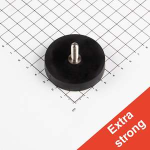 Sistema magnetico gommato Ø50x10,5mm con perno filettato - Product Image 1