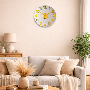 3D Circular <b>Wall</b> <b>Clock</b> 40cm Digital Mirror Living Room <b>Decoration</b> - Assorted Colors - Product Image 5