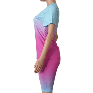 Nouvel ensemble d'été décontracté deux pièces pour le sport : T-shirt ample et fin à manches courtes respirant avec impression par sublimation et short cycliste uni - Product Image 3