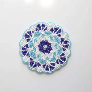 Estera de placa de cargador con cuentas hecha a mano para bodas, pieza central, estera de mesa con cuentas para fiestas y eventos - Product Image 4