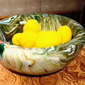 Handmade Polished Indian Origin Eco-Friendly Dishwasher <b>Safe</b> Modern Art <b>Antique</b> Decorative Resin Serving Bowl Platter for Party - Product Image 4