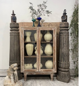 Vitrine en verre et bois de luxe vintage antique Meubles décoratifs classiques pour la maison Salon Salle à manger Salle de bain Bureau à domicile - Product Image 1
