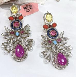 Impresionantes Pendientes de Plata de la Mejor Calidad con Acabado Plateado, Estilo Fusion Stones, Colección para Bodas, para Mujeres y Niñas - Product Image 5