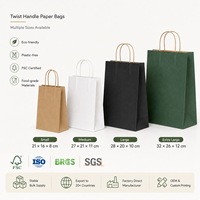 Sac en papier kraft marron de luxe sur mesure avec poignée torsadée, logo pizza, pour la restauration, les boulangeries, les cafés, les magasins de détail - Emballage en gros