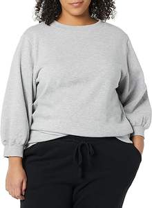 2025 New Style Women's French Terry Fleece Sweatshirt Casual <b>Crewneck</b> Blouson Sleeve Design Lined for Autumn Spring Winter - Product Image 5