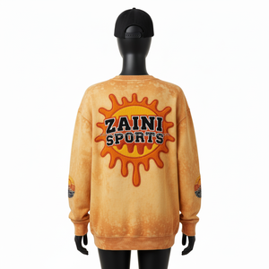 Sudadera para Mujer con Efecto Desgastado por el Sol, Felpa de Algodón GSM, Lavado Naranja Vintage, Bordado Chenille, Logotipo Personalizado, Transpirable - Product Image 2