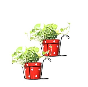 Metal <b>Hanging</b> Railing Planters Flower <b>Pot</b> Holders Plant Iron Racks <b>Fence</b> Metal <b>Pot</b> Stand Mounted Balcony Round Shape - Product Image 4