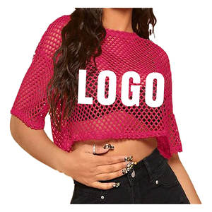 For Sale Summer Use Casual Comfortable <b>Women's</b> Crop <b>Top</b> <b>Mesh</b> T-Shirt Regular Fit High Quality Spandex Eco-Friendly Breathable - Product Image 3