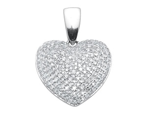 Colgante de corazón clásico con diamantes de moissanita brillante, joyería de plata romántica para collar de mujer - Product Image 1