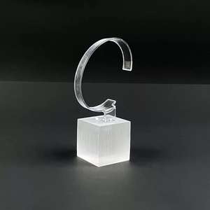 อะคริลิคขัดเงาแบบกำหนดเองปี 2026 สำหรับแท่นวางนาฬิกา ชั้นวางมุมพลาสติกสลักด้วยเลเซอร์ ประกอบง่าย ฐานสีดำและสีขาว - Product Image 4