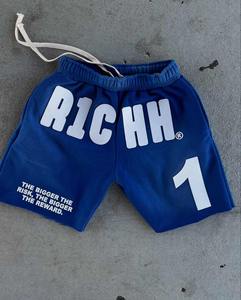 Venta al por mayor de ropa de calle personalizada lavado ácido Deporte Pantalones cortos 3D impresión de silicona Logo Cordón de alta calidad Casual desgaste algodón pantalones cortos hombres - Product Image 2