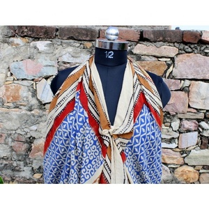 Bufanda de verano con estampado de bloque de mano de algodón para mujer india, cubierta de pecho de Bikini, Sarong, cuello, envoltura para la cabeza, Pareo, suave, transpirable para adultos - Product Image 5