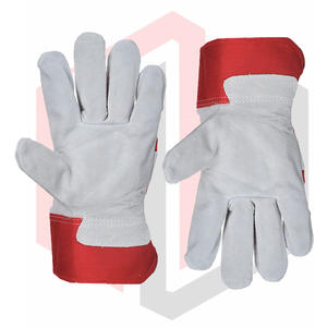Guantes de Seguridad de Trabajo de Cuero Rojo y Blanco, Duraderos, de Piel de Vacuno Dividida, Puño Recto, Resistentes a Desgarros, Transpirables, Personalizables, Industriales - Product Image 4