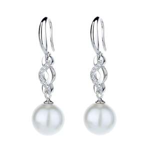 Jeulia Intertwined Design Pearl <b>Drop</b> <b>Earrings</b> in Sterling <b>Silver</b> - Product Image 1