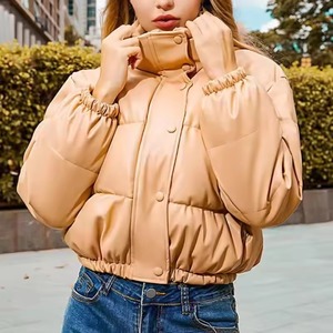 Cropped Puffer <b>Jacket</b> for Women_Girls <b>Long</b> Sleeves Female <b>Jackets</b> _ Wholesale OEM Cropped Breathable Women's <b>Denim</b> <b>Jackets</b> - Product Image 2