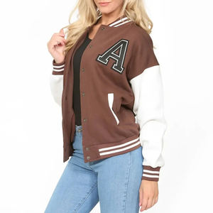 Veste universitaire courte à manches longues pour femme, en laine de qualité supérieure, élégante, décontractée, tendance, coupe-vent - Product Image 2