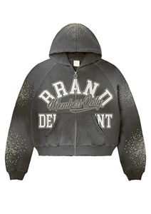 Sudadera con Capucha Personalizada con Estampado y Bordado, con Pedrería, Tela Lavada, Corte Holgado, Ideal para Moda Moderna - Product Image 3