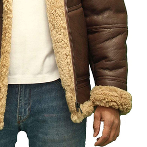 2025 Wholesale Best Price Customized Logo Front Men Canvas Fur Leather <b>Jacket</b>-High Quality <b>Mandarin</b> <b>Collar</b> Winter New Design - Product Image 6