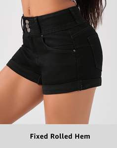 Short en jean pour femme Vintage Washed High Waist Hot Pants Casual Summer Wear avec poches et design vieilli - Product Image 5