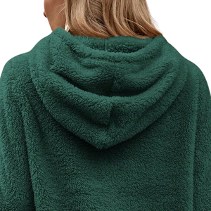 Sweat à capuche en polaire sherpa pour femme, doux et moelleux, à manches longues, chaud pour l'hiver, décontracté, coupe ample, confortable - Product Image 6
