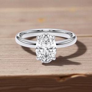 Juego de puntas de diamantes de forma ovalada y redonda de moissanita de 1,66 quilates, anillo de compromiso de solitario hecho en oro sólido para mujer, de quilates, de 2/1/2 ", hecho en oro sólido - Product Image 3