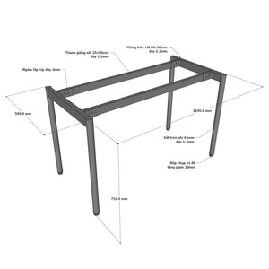 Mesa OMA II System de 120x60cm con Patas de Acero para Ensamblaje, Diseño Industrial, Estable y con Recubrimiento en Polvo HCOM202 - Product Image 4