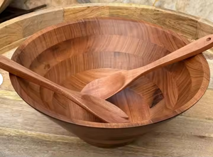 Bol en bois fabriqué à la main avec des ustensiles de service assortis Élégant et fonctionnel par glowin fashion - Product Image 3