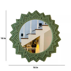 Decoración de dormitorio de estilo clásico marco tejido hecho a mano tapiz bohemio interior decorativo macramé espejo colgante de pared - Product Image 6