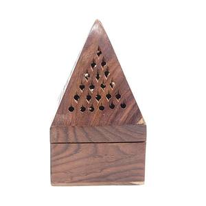Pyramid Arabic Style Wooden Incense <b>burner</b> Holder Custom logo Wooden Mubkhar <b>Bakhoor</b> <b>burner</b> Charcoal <b>burner</b> for Shisha Wholesale - Product Image 3
