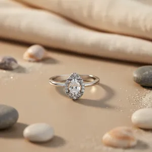 "Emerald Cut Rhodium-Plated <b>Statement</b> Halo <b>Ring</b> for Women's Engagement Wedding-925 <b>Silver</b>" New Title "Elegant Emerald Cut Zircon - Product Image 2