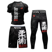 Nouvel ensemble de compression (maillot + pantalon) pour hommes – Vêtements de sport légers et extensibles dans quatre directions pour le grappling brésilien, le Jiu-Jitsu et le MMA – Grandes tailles, séchage rapide