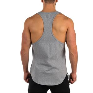 Débardeurs décontractés en coton 100% pour hommes, personnalisables avec logo, blancs, à séchage rapide, doux, pour la musculation et la gym - Product Image 3