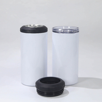 Refroidisseur de canettes de bière 4 en 1 en acier inoxydable, isolé sous vide, vierge pour sublimation, gobelet métallique de 16 oz avec deux couvercles
