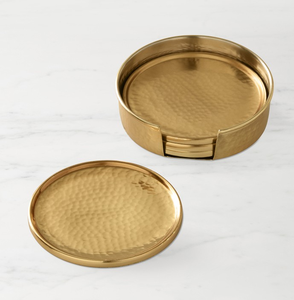 Posavasos de Latón Grabado en Blanco, Diseño Martillado, Hecho a Mano, Ecológico, con Logotipo Personalizado, para Tazas de Café y Té - Product Image 5