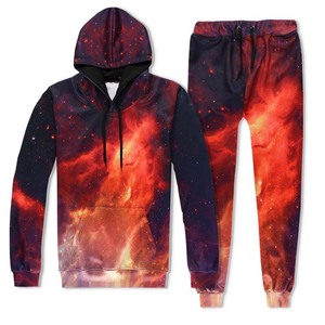 Ensemble de survêtement unisexe à capuche avec blocs de couleur, fermeture éclair intégrale, poches latérales, respirant, séchage rapide, 100 % coton, pour l'automne - Product Image 3