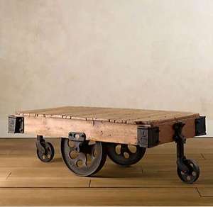 การออกแบบวินเทจสไตล์อุตสาหกรรมย้อนยุคโลหะเหล็กทํางานอเมริกันโต๊ะกาแฟที่กําหนดเองโบราณย้อนยุคสไตล์ประเทศรถเข็นรถเข็น - Product Image 2