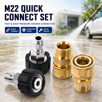 Nouveau kit de raccord rapide en laiton robuste M22 14/15 mm 3/8 pouce pour nettoyeur haute pression, adaptateur de déconnexion pour lavage haute pression