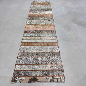 Tapis turc 2,9 x 12,4 pieds, tapis vintage, tapis en laine à pois orange - Product Image 1