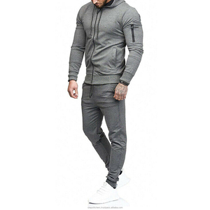 Ensemble jogging personnalisé pour hommes avec logo, survêtement 2 pièces, sweats à capuche brodés, survêtement zippé pour hommes, vente en gros - Product Image 5