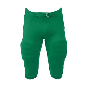 Pantalon de football américain rembourré vert pour homme avec fermeture à boucle, coupe athlétique, couleur unie, à porter toute l'année - Product Image 1