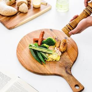 Meilleure vente de plateau alimentaire en bois avec poignée dîner servant des marchandises rondes planches de charcuterie - Product Image 6