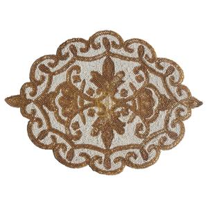 Beaded <b>Placemats</b> Artisan Handcrafted Round Linen Anti-Slip Home <b>Dining</b> Mat Events Exporter Factory Direct Bulk Wholesale - Product Image 2