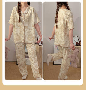 Sfy-yY1382 nuovo Design morbido <span class=keywords><strong>pigiama</strong></span> da donna 3 pezzi Pantaloni della camicia Pantaloncini comodi fiori stampa Nighty <span class=keywords><strong>cotone</strong></span> <span class=keywords><strong>pigiama</strong></span> - Product Image 6