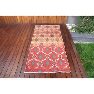 Tapis turc, tapis vintage 2,8x6,1 pieds, tapis en laine rouge ombré - Product Image 1
