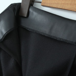 กางเกงขาสั้นสำหรับผู้หญิงกระโปรงสั้นหนัง PU สีดำเอวสูงไร้รอยต่อกางเกงขาสั้นหนังแท้สินค้ามืออาชีพ - Product Image 2